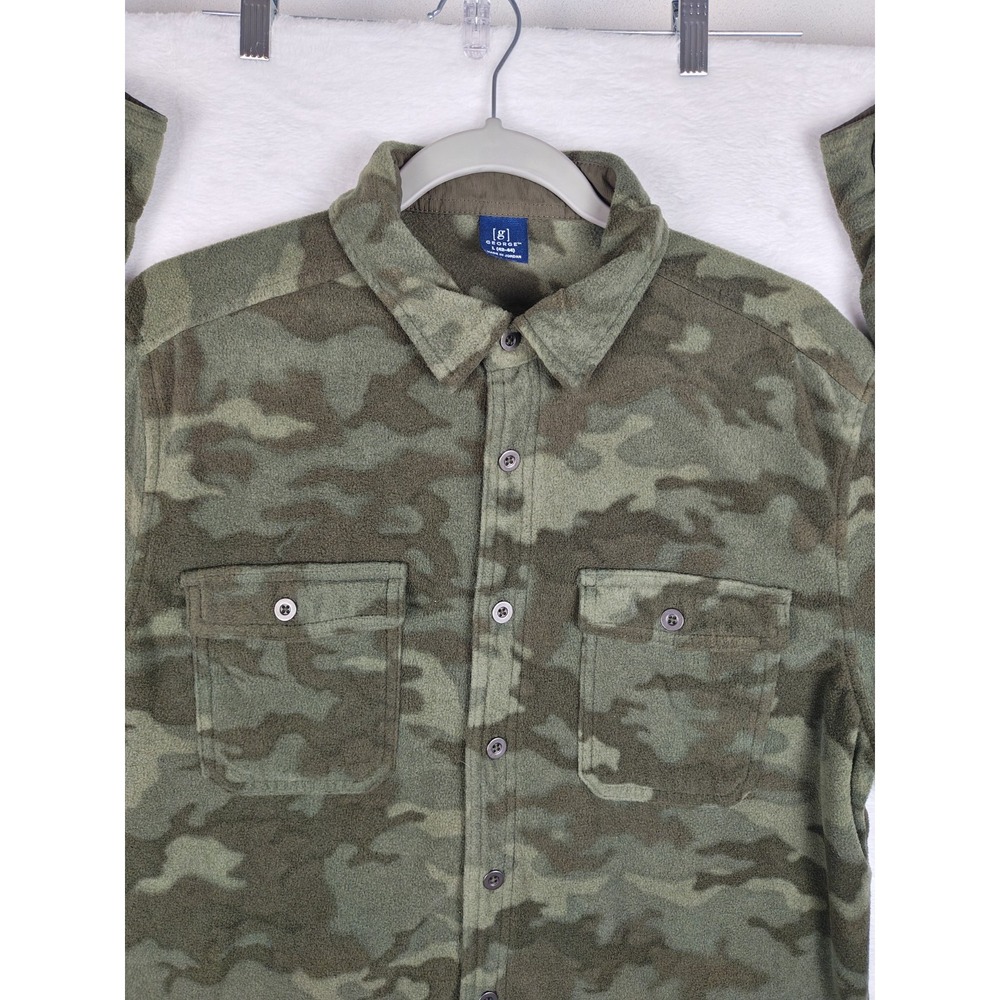 George Men's L 42-44 Camouflage Camo Button Up Shirt Long Sleeve 2 Pocket - Picture 3 of 9